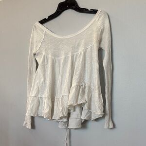 We The Free white Flowy Blouse with tie back